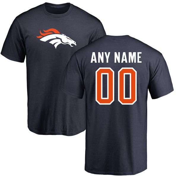 Men Denver Broncos NFL Pro Line Navy Custom Name and Number Logo T-Shirt->->Sports Accessory